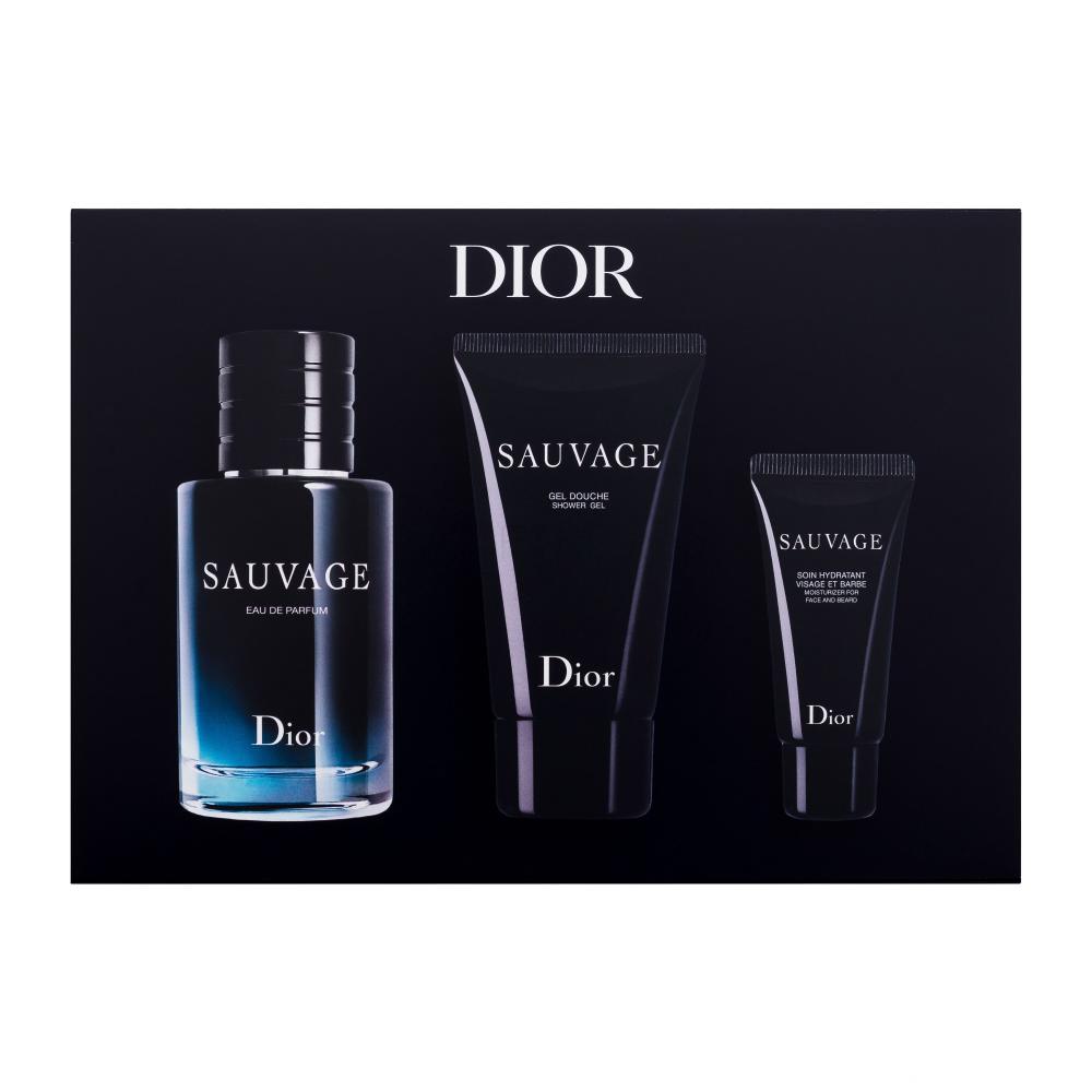 Dior Sauvage Подаръчен комплект EDP 60 ml + душ гел 50 ml + хидратиращ крем за лице и брада 20ml