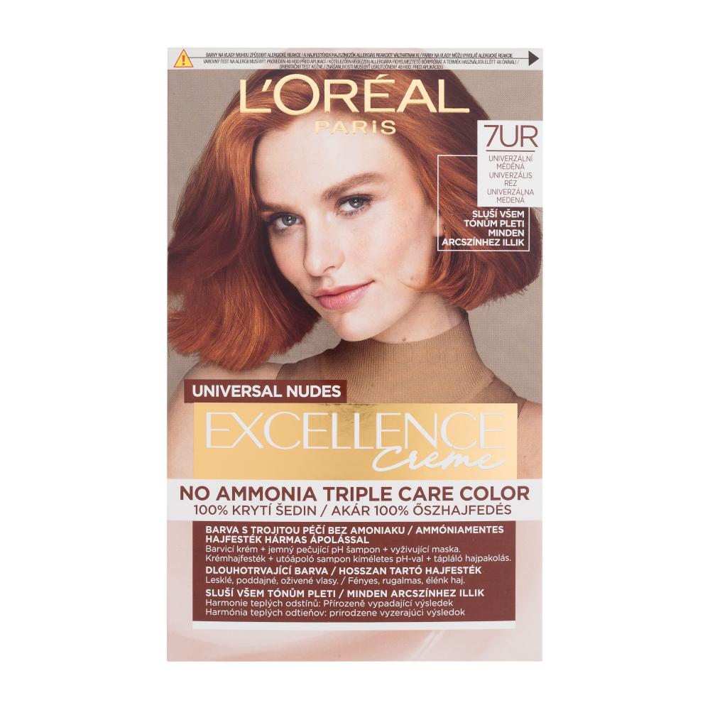 L'Oréal Paris Excellence Creme Triple Protection Боя за коса за жени 48 ml Нюанс 7UR Universal Copper