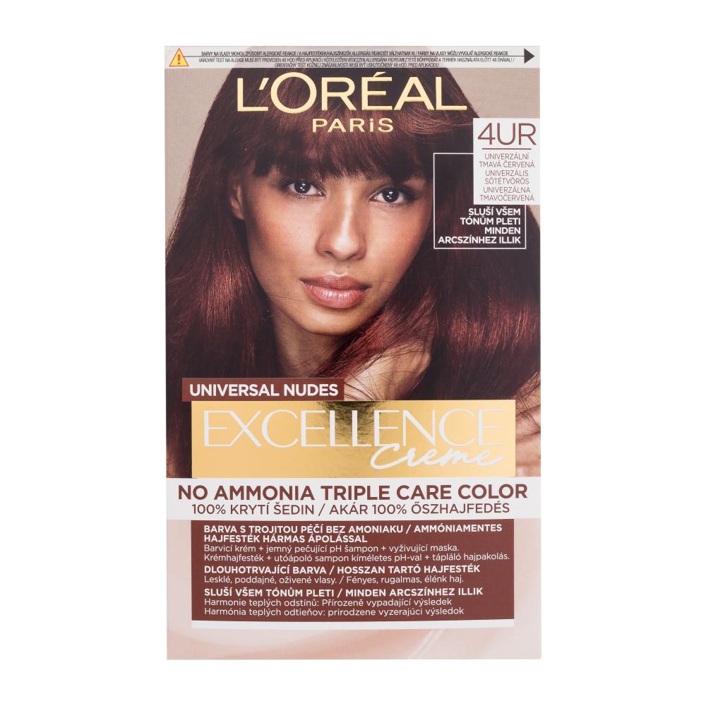 L'Oréal Paris Excellence Creme Triple Protection Боя за коса за жени 48 ml Нюанс 4UR Universal Dark Red
