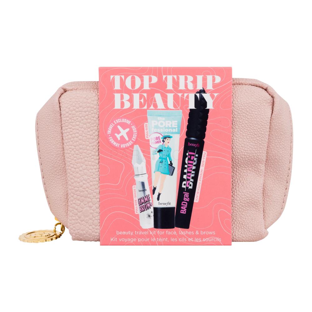 Benefit Top Trip Beauty Подаръчен комплект основа под грим The Porefessional Pore Primer 22 ml + гел за вежди Gimme Brow Brow Volumizing Fiber Gel 3 g 3 Neutral Light Brown + спирала Bad Gal Bang! Volumizing Mascara 8,5 g Intense Pitch Black