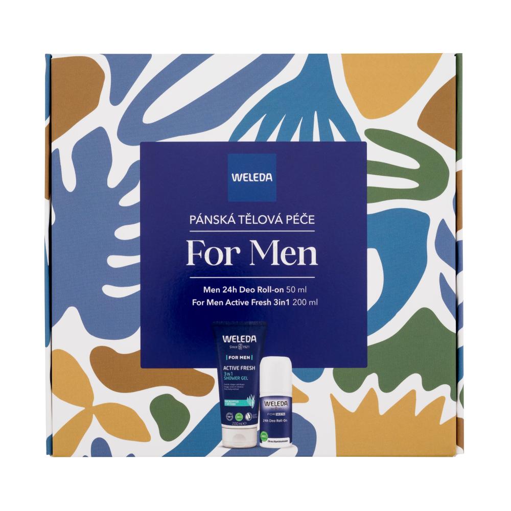 Weleda For Men Подаръчен комплект душ гел For Men Active Fresh 3in1 200 ml + дезодорант For Men 24h Deo Roll-On 50 ml