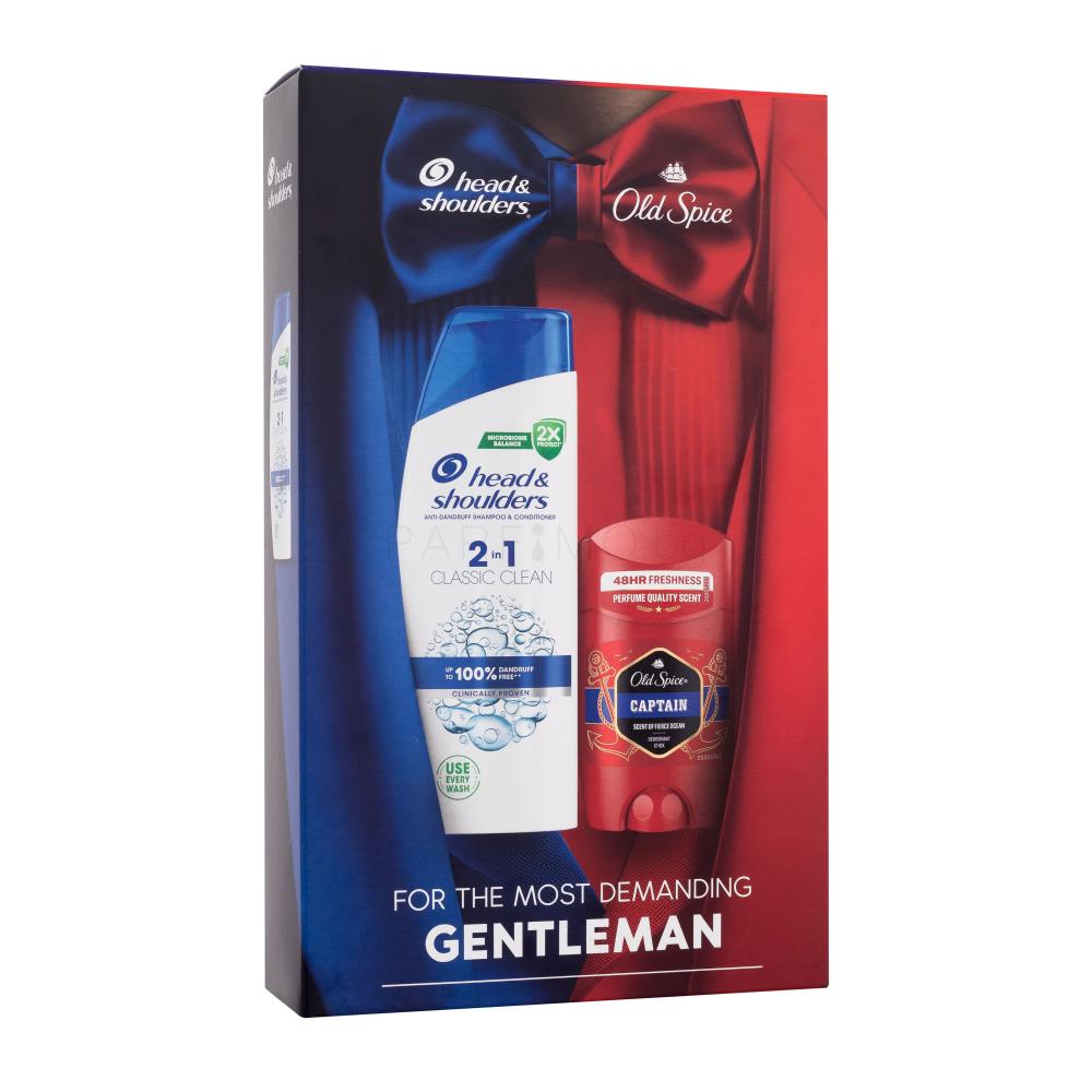 Head & Shoulders Gentleman Подаръчен комплект Шампоан Classic Clean 2in1 330 ml + дезодорант Old Spice Captain 50 ml