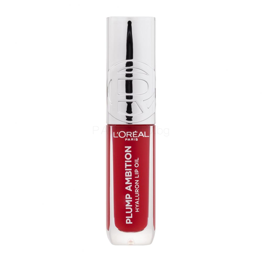 L'Oréal Paris Plump Ambition Hyaluron Lip Oil Масло за устни за жени 5 ml Нюанс 380 Rouge In Love