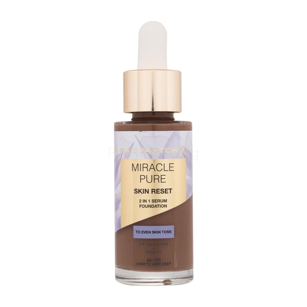 Max Factor Miracle Pure Skin Reset 2in1 Serum Foundation Фон дьо тен за жени 30 ml Нюанс 95-100 Deep To Very Deep