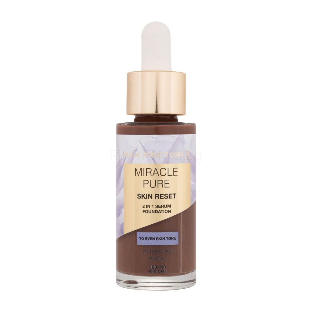 Max Factor Miracle Pure Skin Reset 2in1 Serum Foundation Фон дьо тен за жени 30 ml Нюанс 100-110 Very Deep
