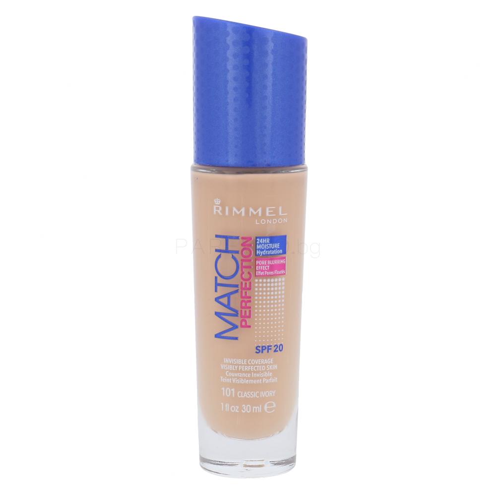 Rimmel London Match Perfection SPF20 Фон дьо тен за жени 30 ml Нюанс 101 Classic Ivory