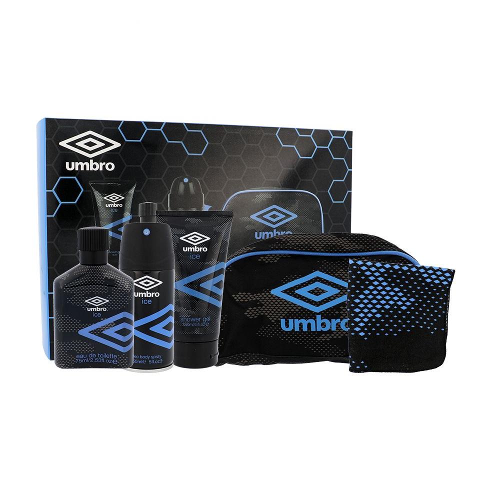 UMBRO Ice Подаръчен комплект EDT 75 ml + душ гел 150 ml + дезодорант 150 ml + кърпа за лице + тоалетна чанта увредена кутия