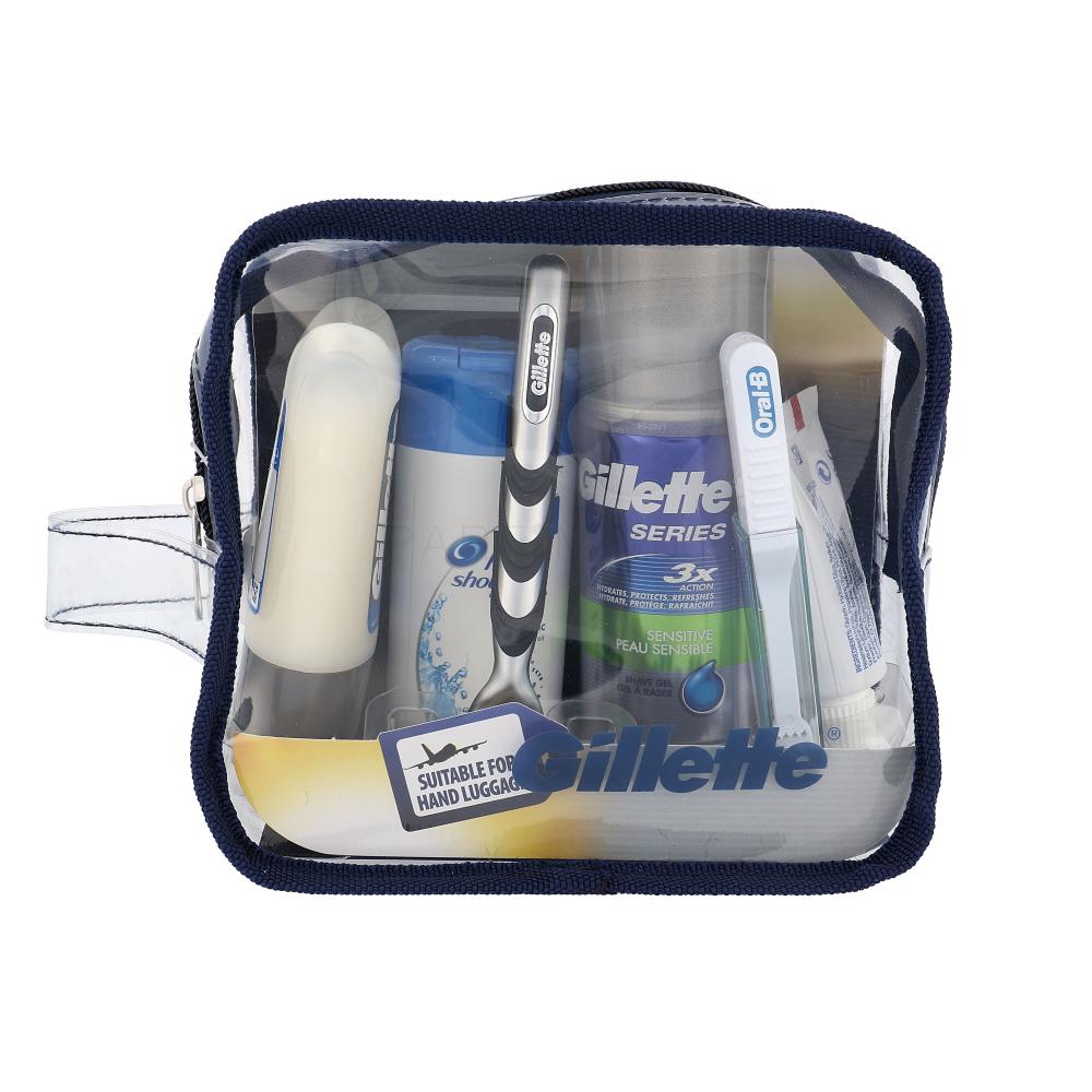 Gillette Mach3 Подаръчен комплект самобръсначка 1 бр. + гел за бръснене 75 ml + балсам за след бръснене 75ml + четка Oral-B 1 бр. + паста за зъби Oral-B 15 ml + шампоан Head&Shoulders 75 ml + чанта