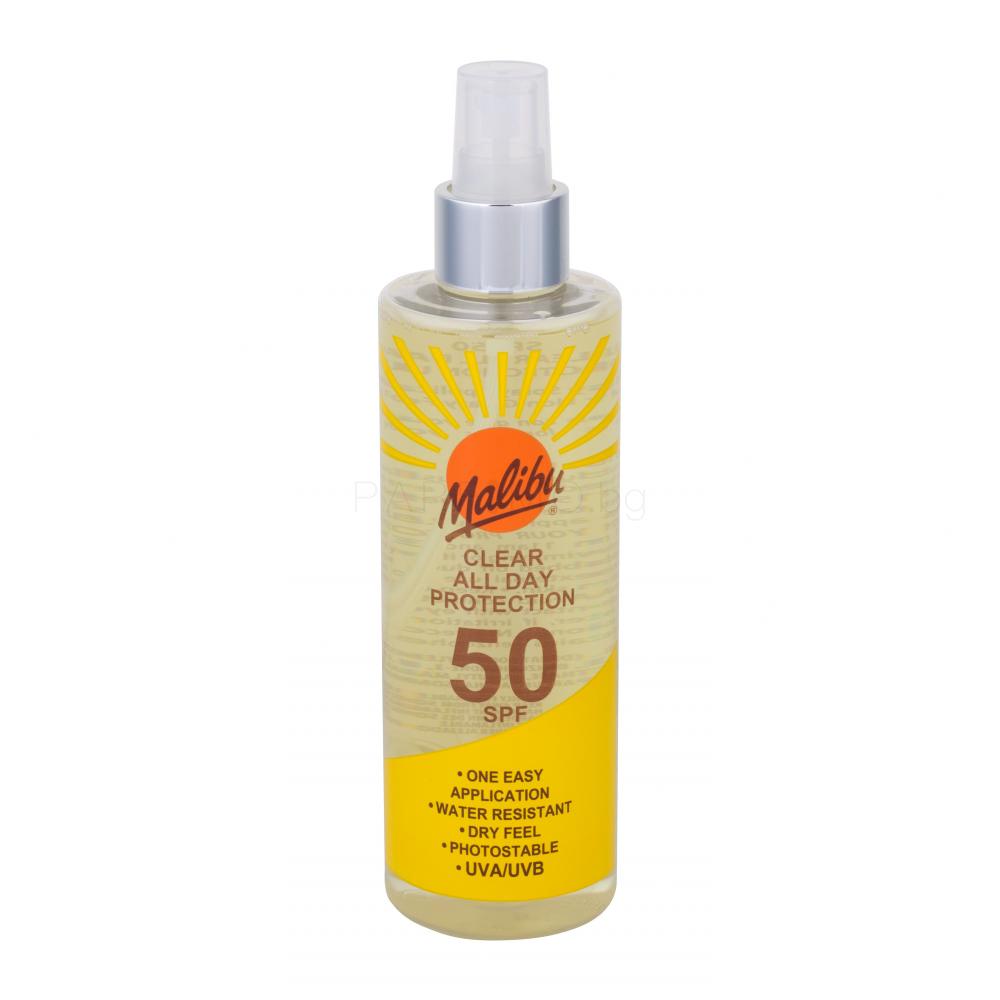Malibu Clear All Day Protection SPF50 Слънцезащитна козметика за тяло 250 ml Parfimo.bg