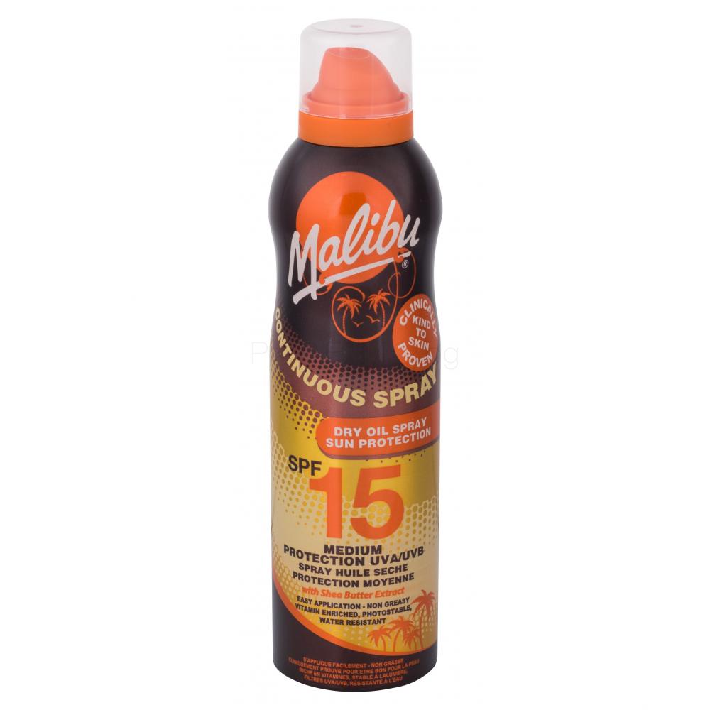 Malibu Continuous Spray Dry Oil SPF15 Слънцезащитна козметика за тяло 175 ml Parfimo.bg