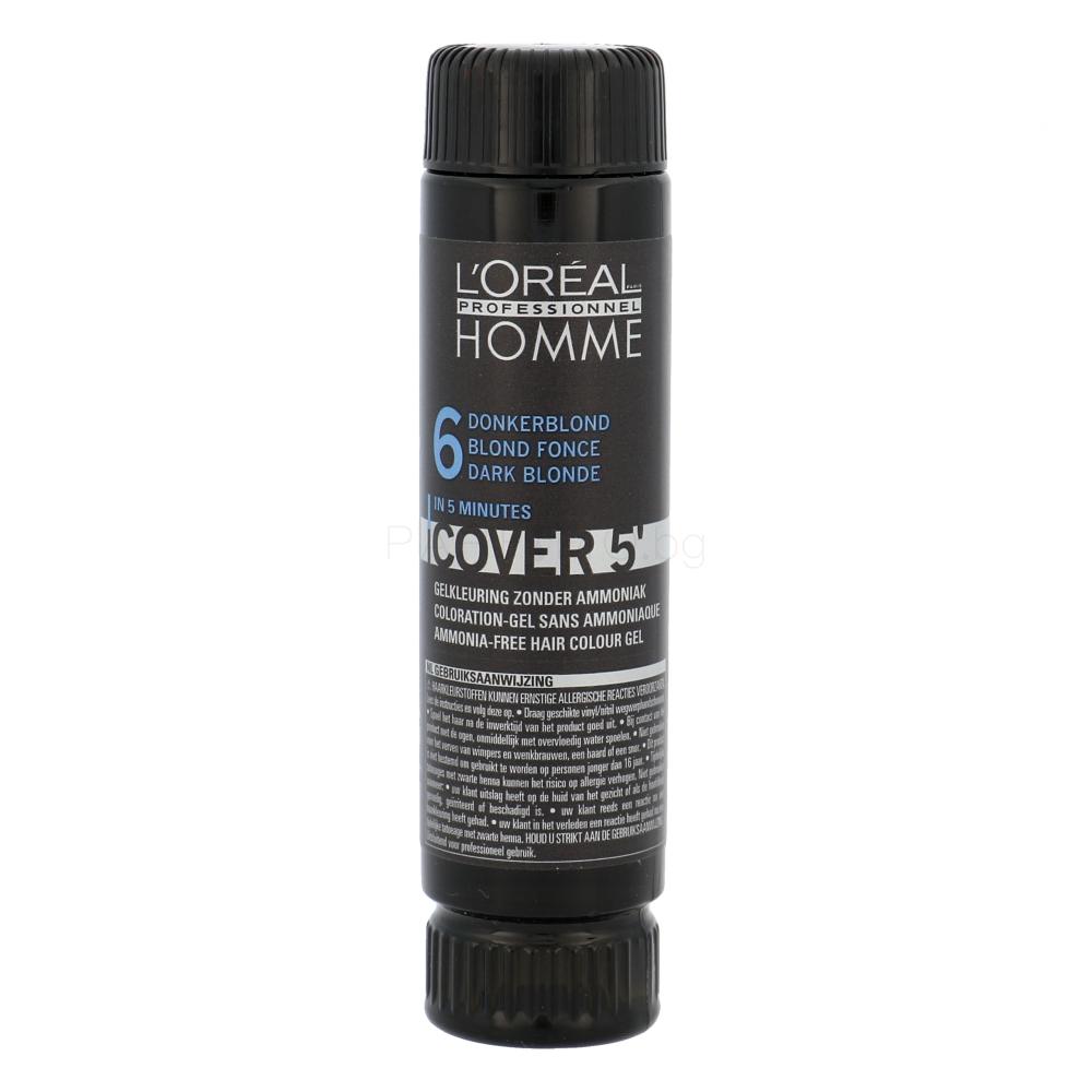 L'Oréal Professionnel Homme Cover 5´ Боя за коса за мъже 3x50 ml Нюанс 6 Dark Blond увредена кутия