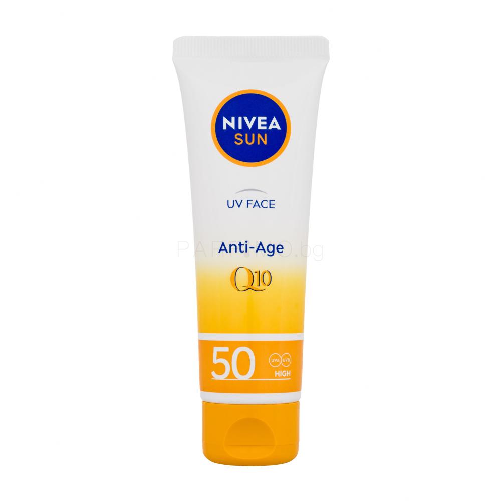 Nivea Sun UV Face Q10 Anti-Age SPF50 Слънцезащитен продукт за лице за жени 50 ml