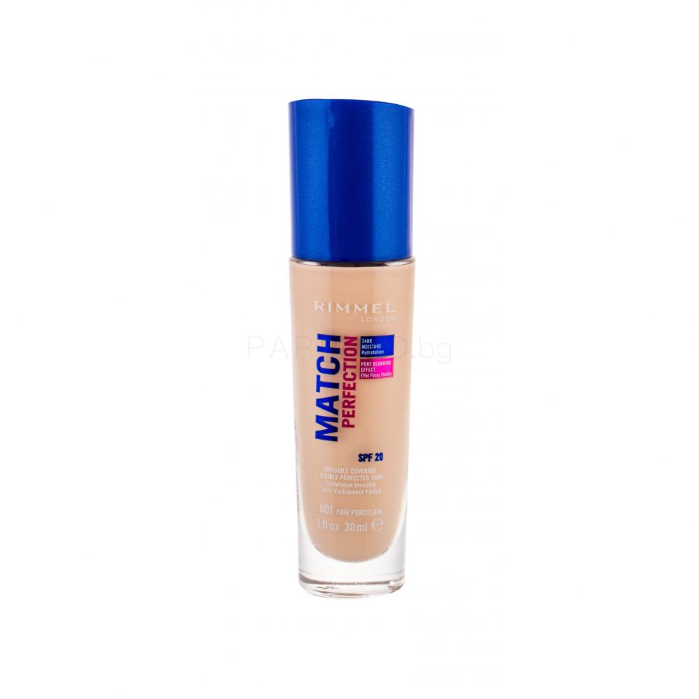 Rimmel London Match Perfection SPF20 Фон дьо тен за жени 30 ml Нюанс 001 Fair Porcelain