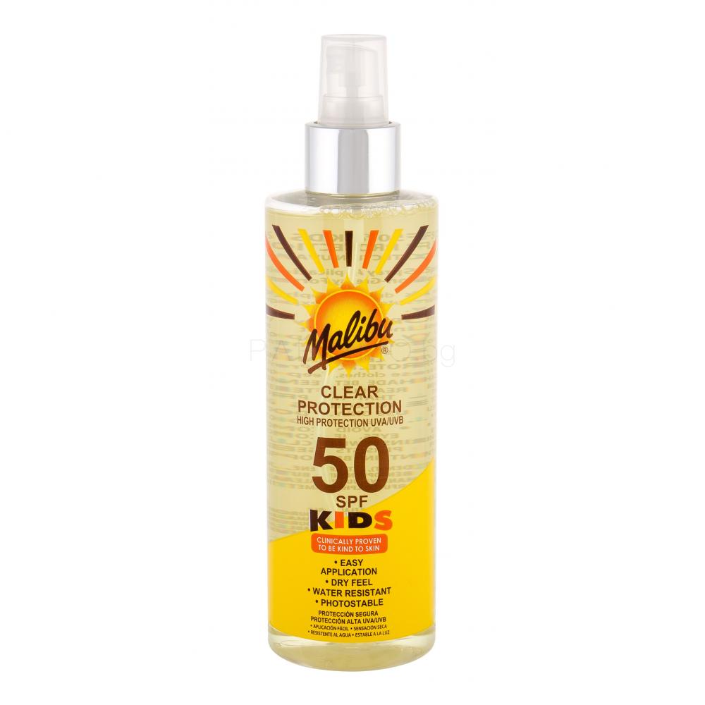 Malibu Kids Clear Protection SPF50 Слънцезащитна козметика за тяло за деца 250 ml Parfimo.bg