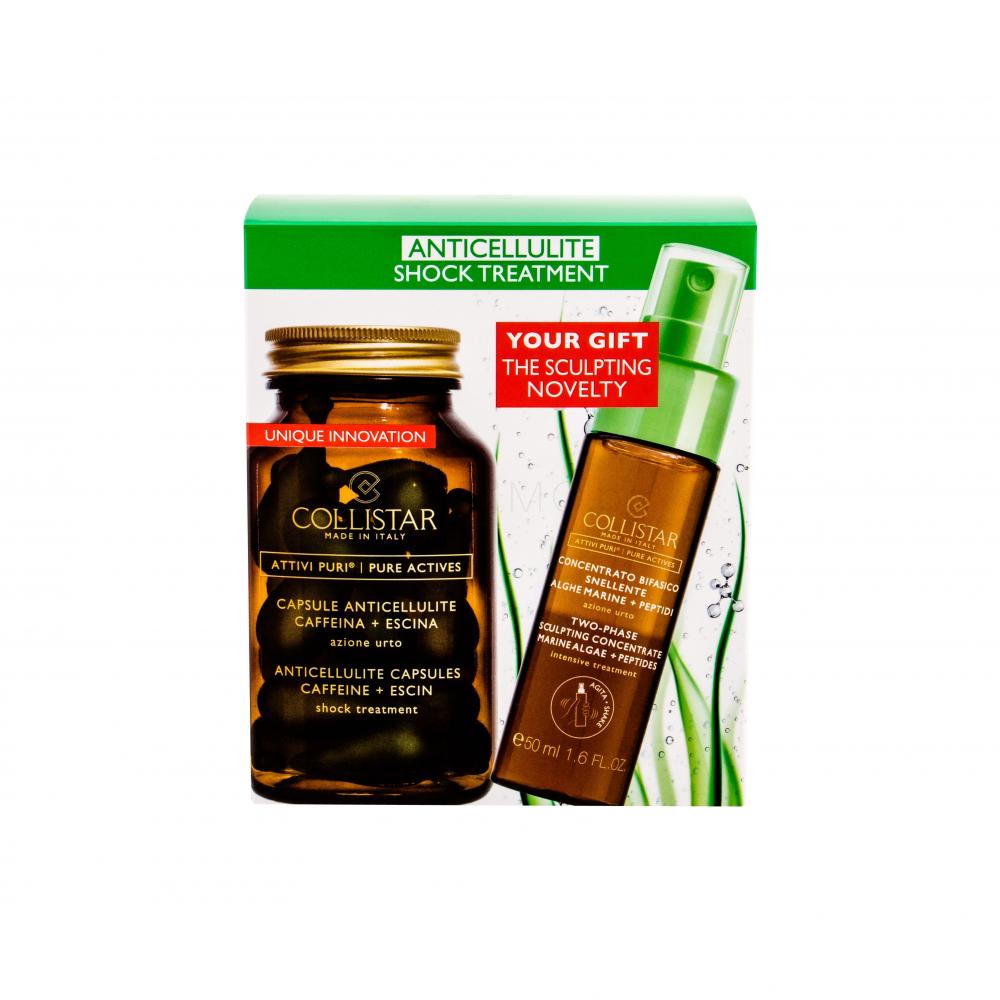 Collistar Pure Actives (Attivi Puri) Anticellulite Capsules Подаръчен комплект кофеинови капсули 14 бр + скулптуриращ концентрат Two-Phase Sculpting Concentrate 50 ml