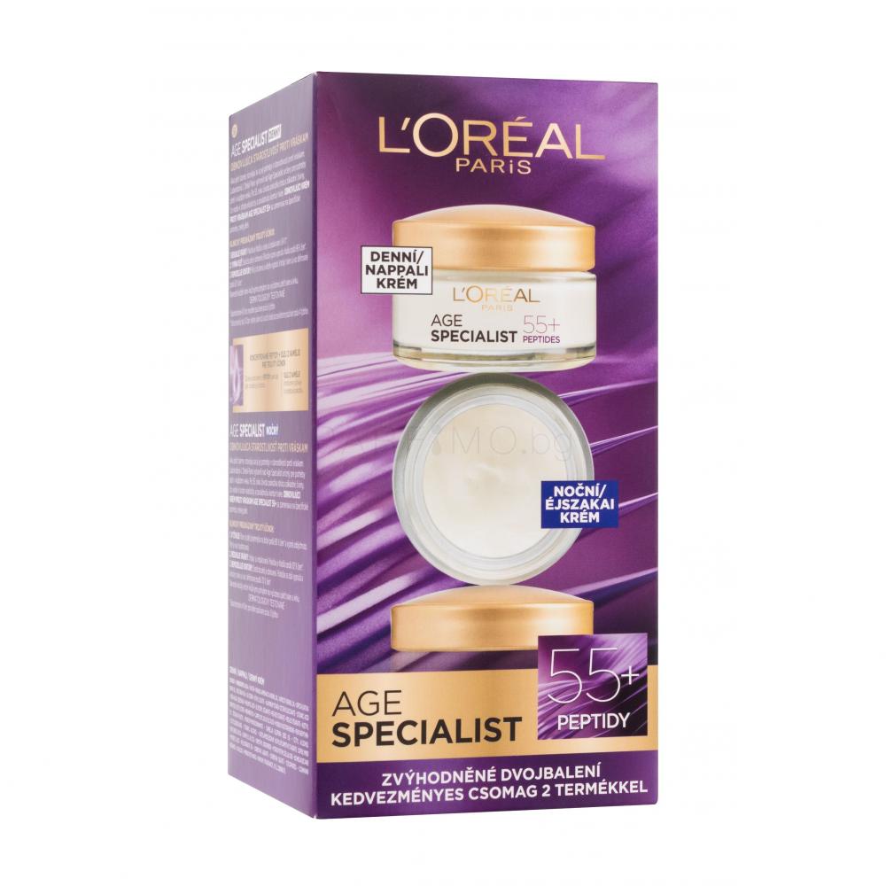 L'Oréal Paris Age Specialist 55+ Подаръчен комплект дневен крем за лице 50 ml + нощен крем за лице 50 ml