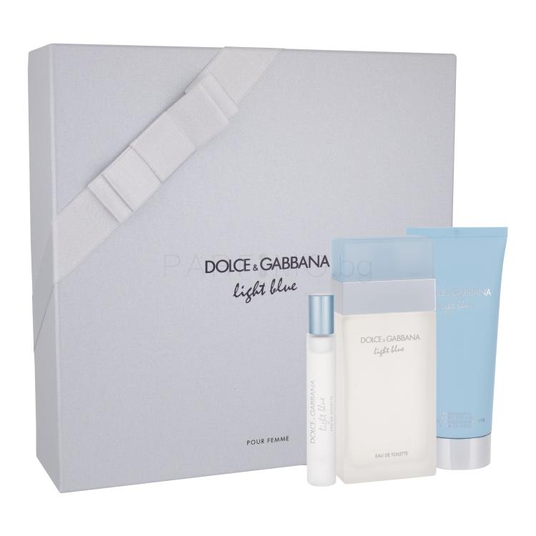 Dolce&amp;Gabbana Light Blue Подаръчен комплект EDT 100 ml + крем за тяло 100 ml + EDT 7,4 ml увредена кутия