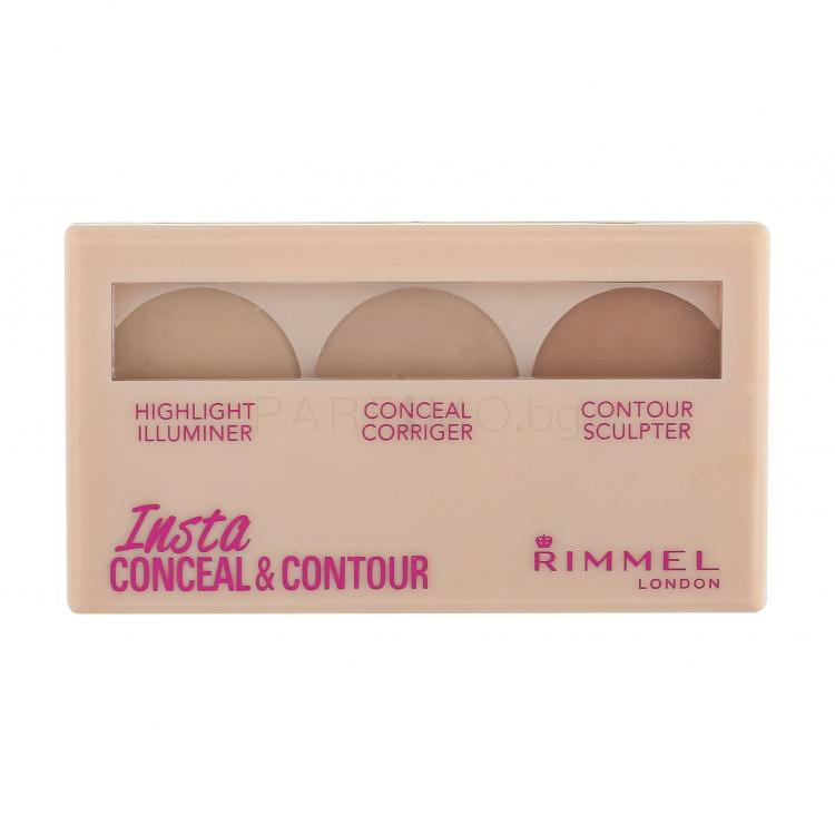 Rimmel London Insta Conceal &amp; Contour Контурираща палитра за жени 8,4 гр Нюанс 010 Light