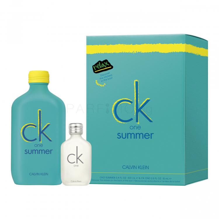 Calvin Klein CK One Summer 2020 Подаръчен комплект EDT 100 ml + EDT CK One 15 ml + стикери