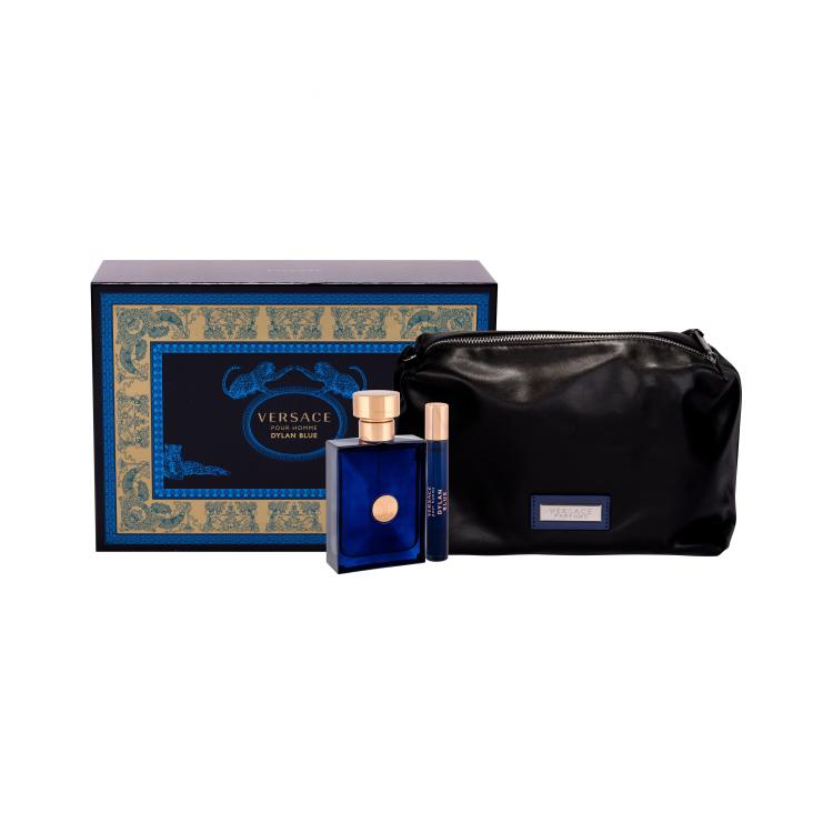 Versace Pour Homme Dylan Blue Подаръчен комплект EDT 100 ml + EDT 10 ml + козметична чантичка увредена кутия