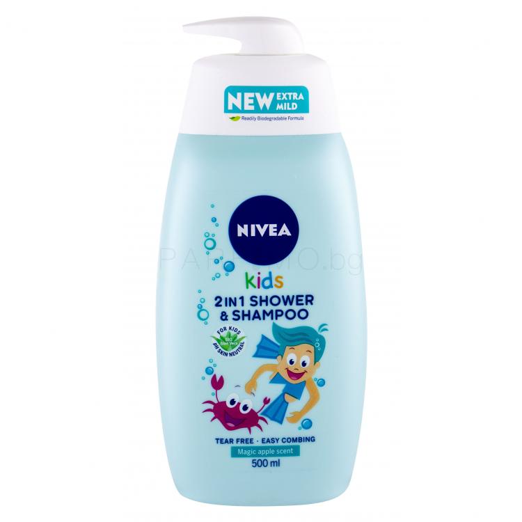 Nivea Kids 2in1 Shower &amp; Shampoo Magic Apple Scent Душ гел за деца 500 ml