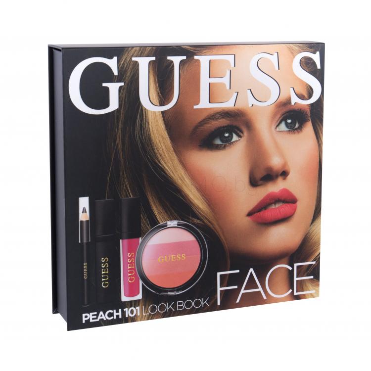 GUESS Look Book Face Подаръчен комплект руж 14 g + блясък за устни Matte 4 ml + спирала Black 4 ml + молив за очи Black 0,5 g + огледало