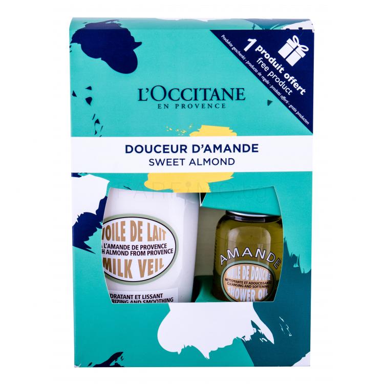 L&#039;Occitane Almond (Amande) Milk Veil Подаръчен комплект лосион за тяло 240 ml + душ олио 75 ml