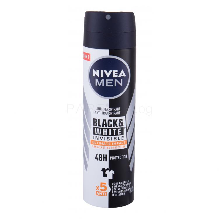 Nivea Men Invisible For Black &amp; White Ultimate Impact 48h Антиперспирант за мъже 150 ml
