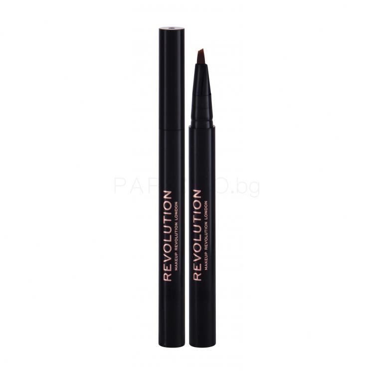 Makeup Revolution London Bushy Brow Pen Молив за вежди за жени 0,5 ml Нюанс Dark Brown