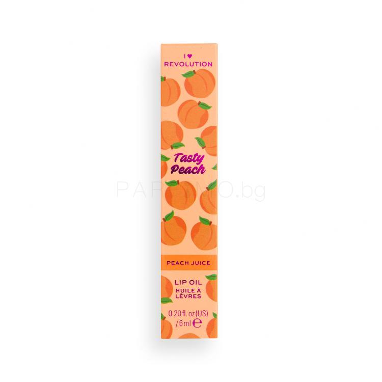 I Heart Revolution Tasty Peach Lip Oil Масло за устни за жени 6 ml Нюанс Peach Juice