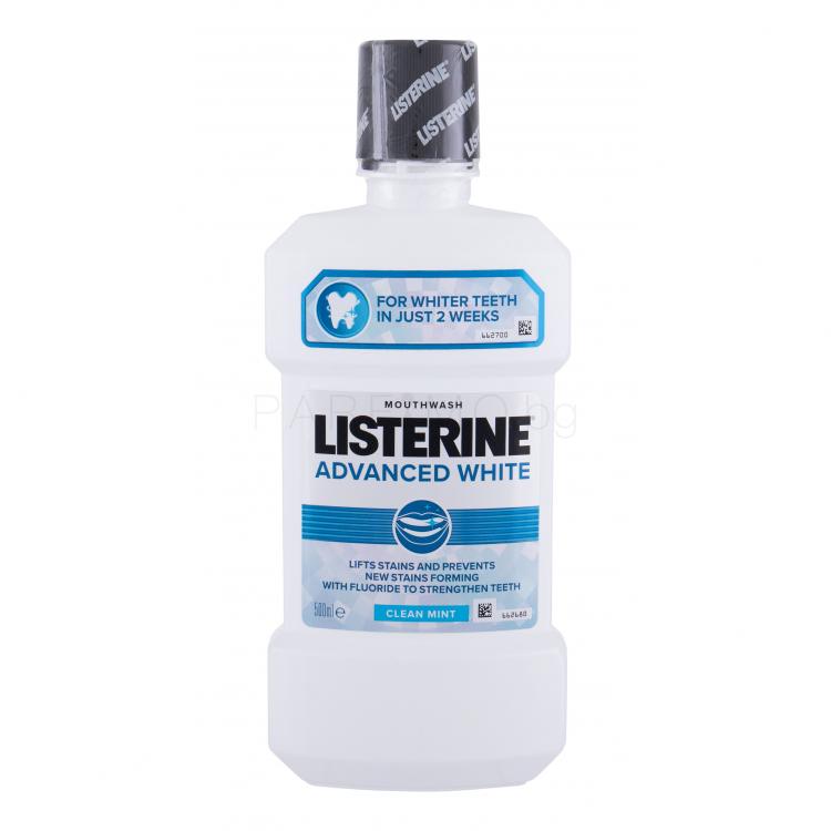 Listerine Advanced White Clean Mint Mouthwash Вода за уста 500 ml