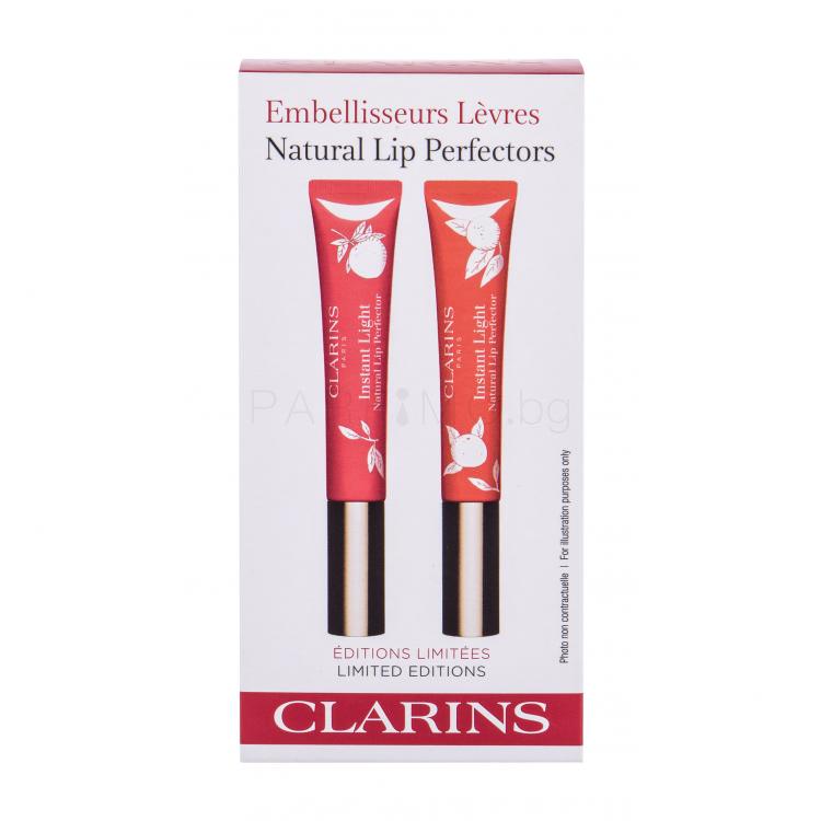 Clarins Instant Light Natural Lip Perfector Подаръчен комплект блясък за устни 12 ml + блясък за устни 14 Juicy Mandarin 12 ml