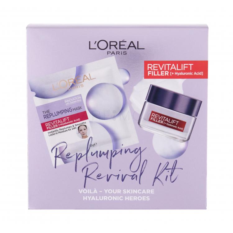 L&#039;Oréal Paris Revitalift Filler HA Подаръчен комплект дневен крем за лице 50 ml + маска за лице Revitalift Filler HA 35 g
