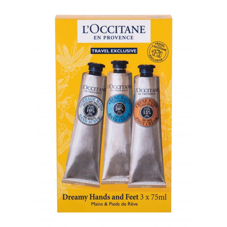 L&#039;Occitane Shea Butter Travel Kit Подаръчен комплект крем за ръце 75 ml + пилинг за ръце 75 ml + крем за крака 75 ml