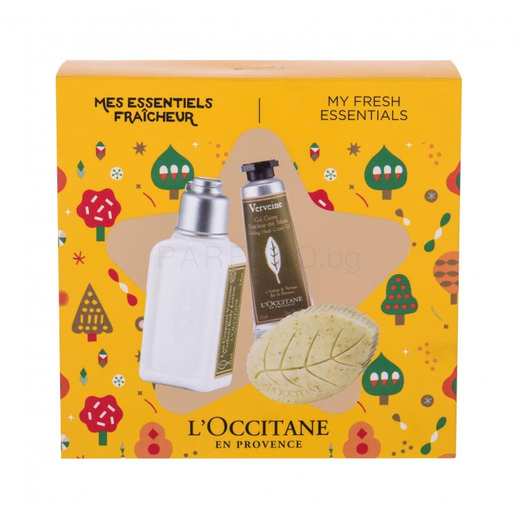 L&#039;Occitane Verveine Travel Set Подаръчен комплект лосион за тяло 30 ml + крем за ръце 10 ml + твърд сапун 25 g