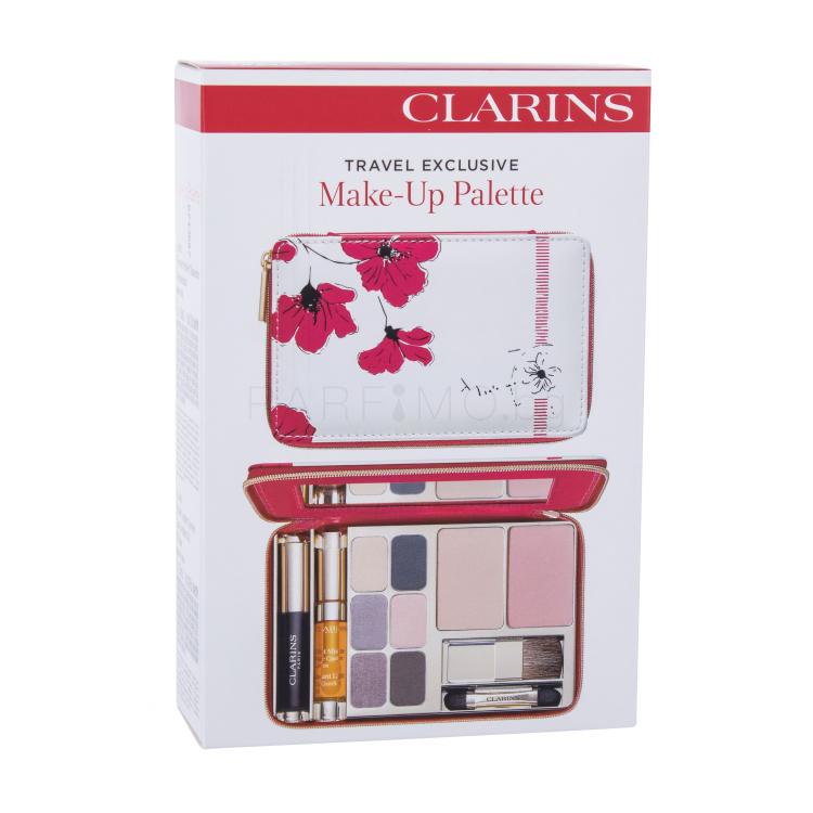 Clarins Wonder Perfect Подаръчен комплект спирала 3 ml + блясък за устни Lip Comfort Oil 2,8 ml 01 Honey + сенки за очи 6x1 g + компактна пудра 6 g + руж 6 g + козметична кутия