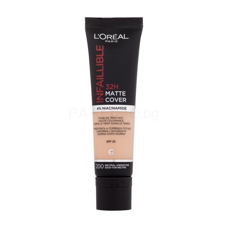 L&#039;Oréal Paris Infaillible 32H Matte Cover SPF25 Фон дьо тен за жени 30 ml Нюанс 200