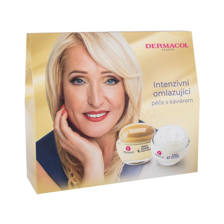Dermacol Gold Elixir Подаръчен комплект дневен крем за лице 50 ml + нощен крем за лице 50 ml увредена кутия