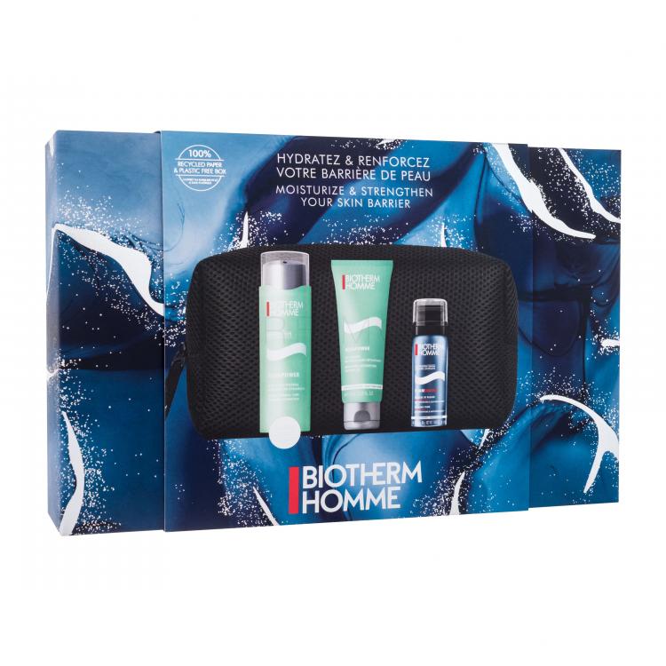 Biotherm Homme Aquapower Oligo Thermal Care Подаръчен комплект хидратиращ гел за лице Aquapower Oligo-Thermal Care 75 ml + пяна за бръснене Foam Shaver 50 ml + душ гел Aquapower 75 ml + козметична чантичка