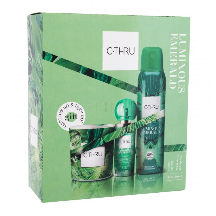 C-THRU Luminous Emerald Подаръчен комплект EDT 30 ml + дезодорант 150 ml + свещ