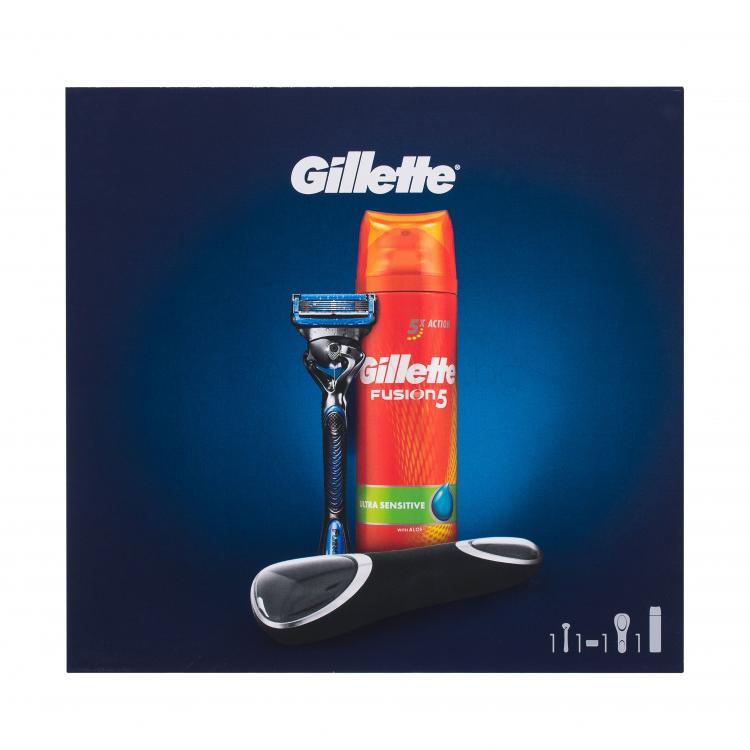 Gillette Fusion5 Proshield Chill Flexball Подаръчен комплект Самобръсначка Fusion 5 Proshield Chill Flexball 1 бр + пяна за бръснене Fusion 5 Ultra Sensitive 200 ml + несесер за пътуване