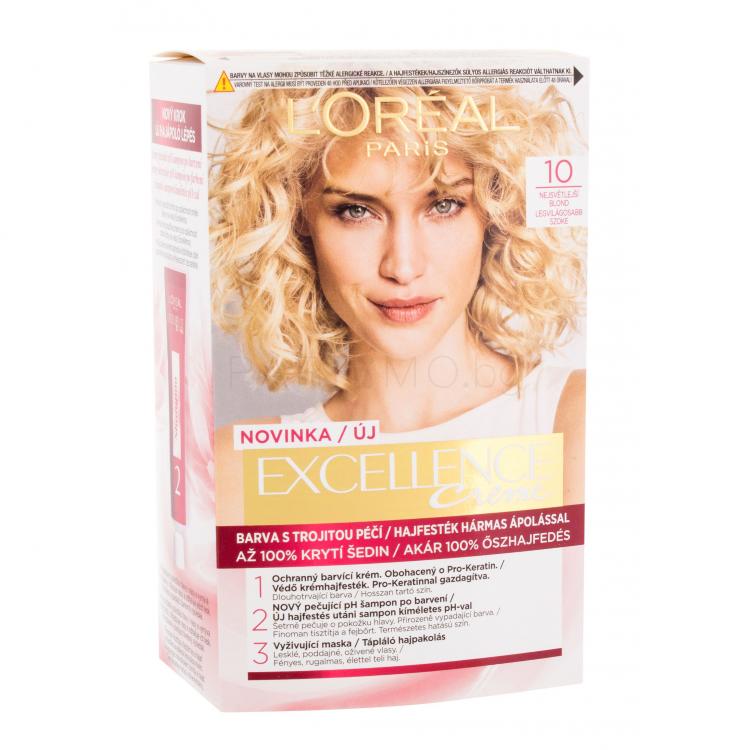 L&#039;Oréal Paris Excellence Creme Triple Protection Боя за коса за жени 48 ml Нюанс 10 Lightest Ultimate Blonde