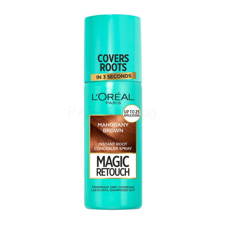 L&#039;Oréal Paris Magic Retouch Instant Root Concealer Spray Боя за коса за жени 75 ml Нюанс Mahagony Brown
