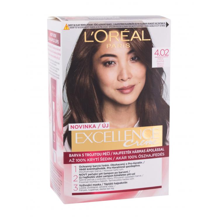 L&#039;Oréal Paris Excellence Creme Triple Protection Боя за коса за жени 48 ml Нюанс 4,02 Tempting Brunette Brown