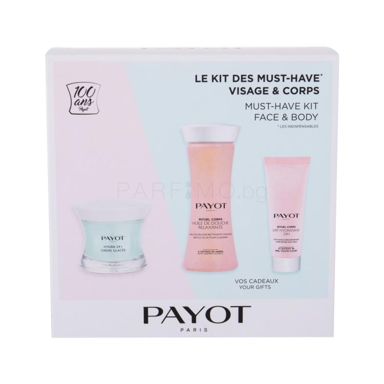 PAYOT Hydra 24+ Crème Glacée Подаръчен комплект дневен крем за лице 50 ml + почистваща пяна за лице Rituel Corps 125 ml + лосион за тяло Rituel Corps 25 ml увредена кутия
