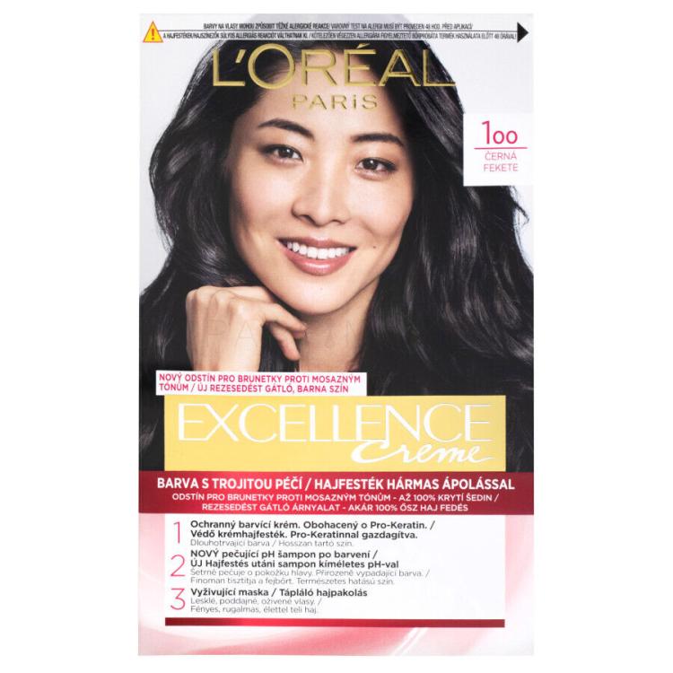 L&#039;Oréal Paris Excellence Creme Triple Protection Боя за коса за жени 48 ml Нюанс 100 Black