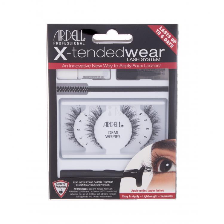 Ardell X-Tended Wear Lash System Demi Wispies Изкуствени мигли за жени Нюанс Black Комплект