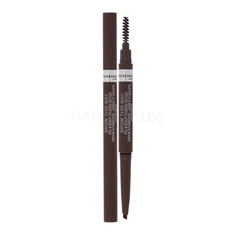 Rimmel London Brow This Way Fill &amp; Sculpt Молив за вежди за жени 0,25 гр Нюанс 002 Medium Brown