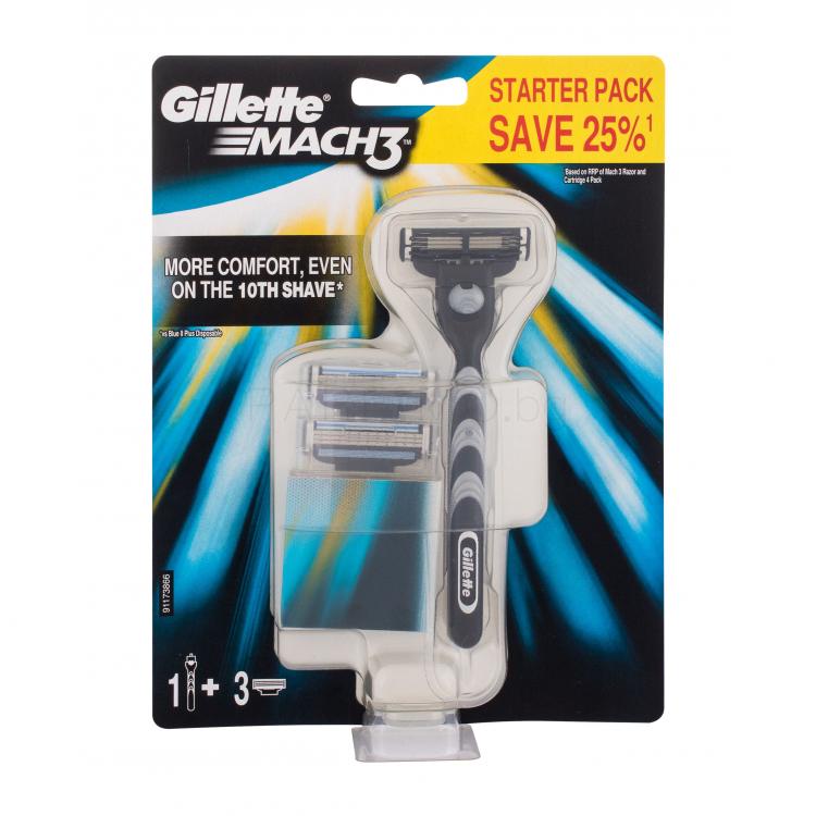 Gillette Mach3 Подаръчен комплект самобръсначка с една глава Mach3 1 бр. + резервни ножчета Mach3 2 бр