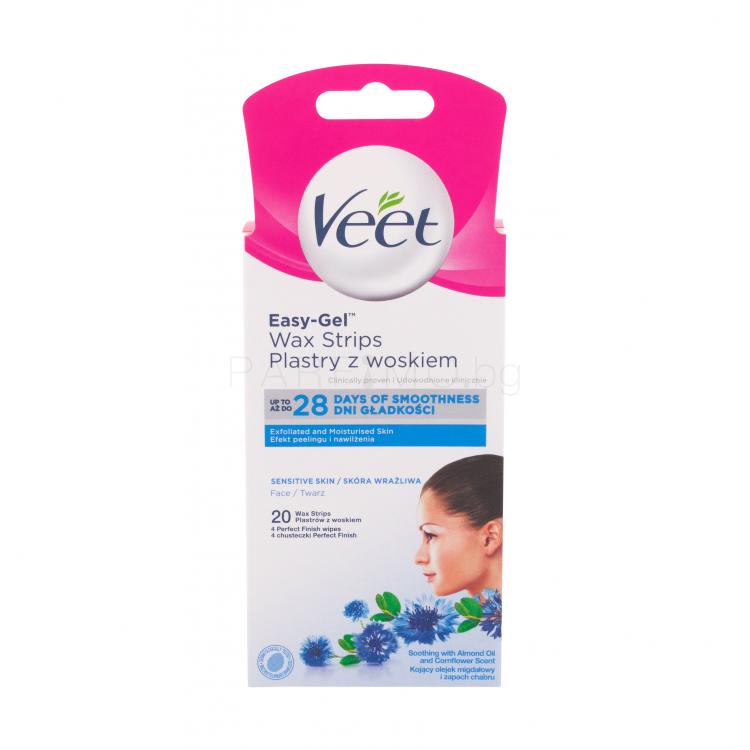Veet Easy-Gel Wax Strips Face Sensitive Skin Продукти за депилация за жени 20 бр